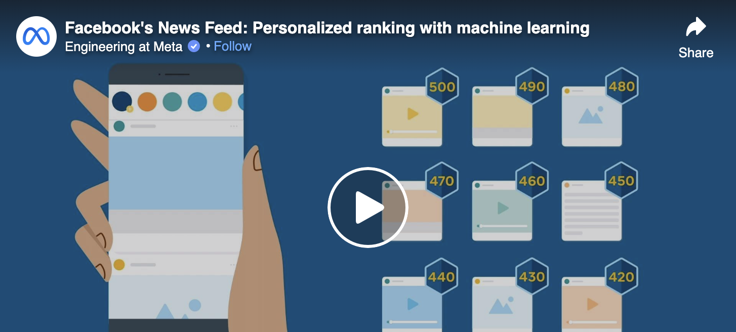 Facebook's News Feed: Personalized ranking with machine learning